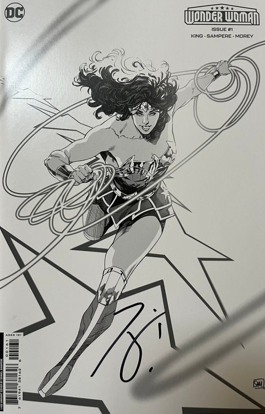 WONDER WOMAN #1 CVR I INC 1:100 DANIEL SAMPERE B&W CARD STOCK VAR [SIGNED BY TOM KING]