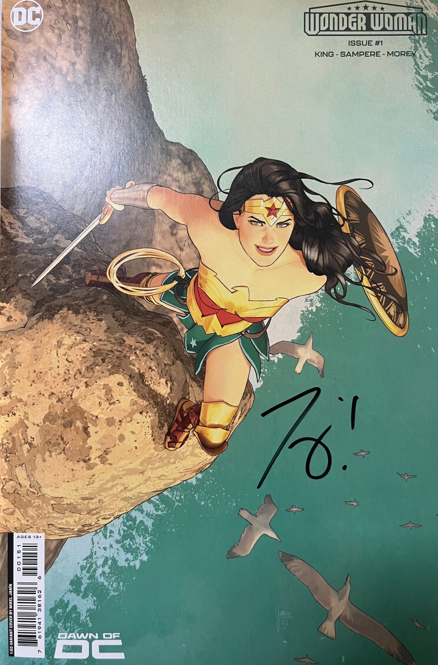 WONDER WOMAN #1 CVR H INC 1:50 MIKEL JANIN CARD STOCK VAR [SIGNED BY TOM KING]